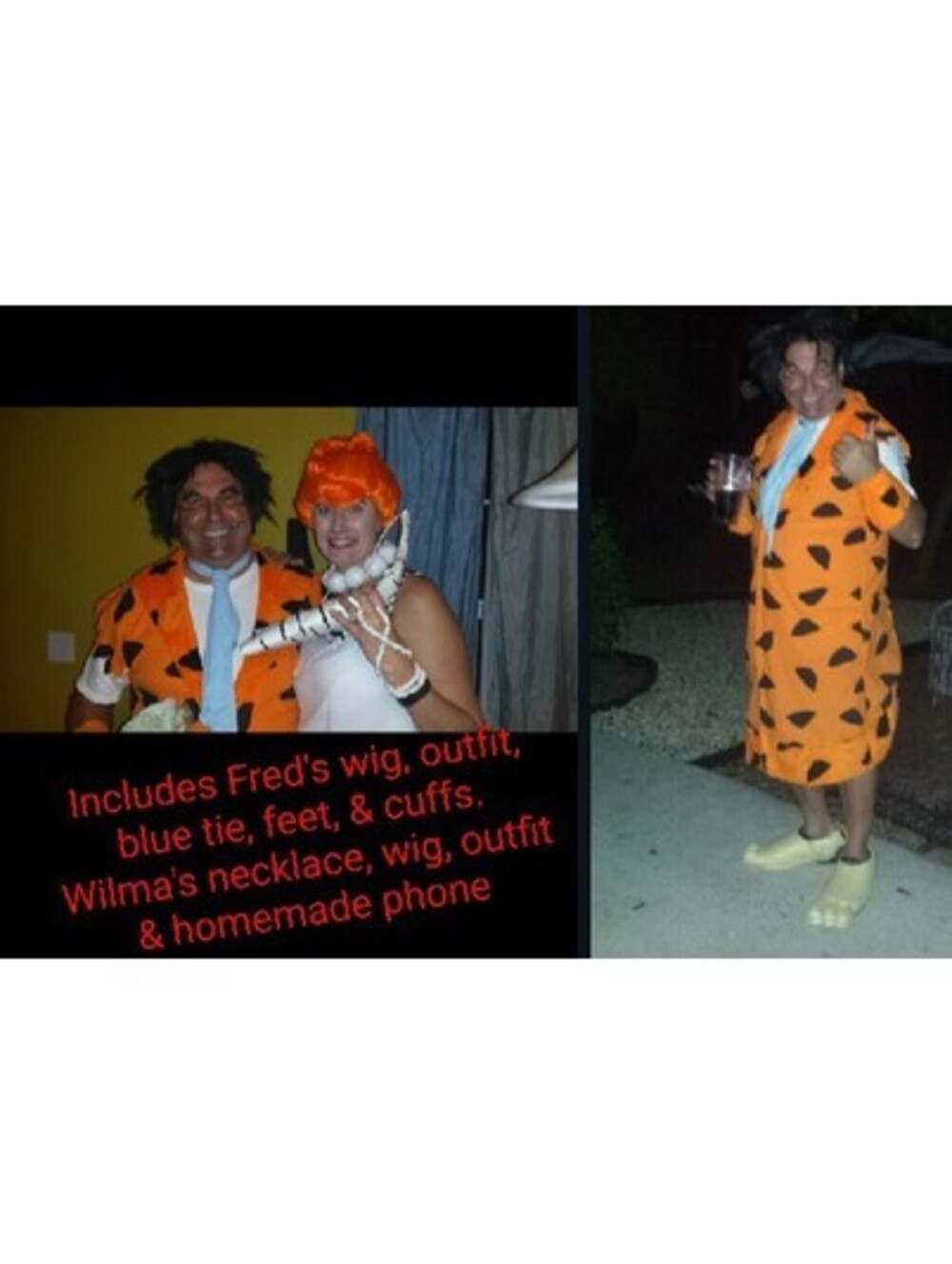 Fred and Wilma Flintstone Couple Halloween Costume Set